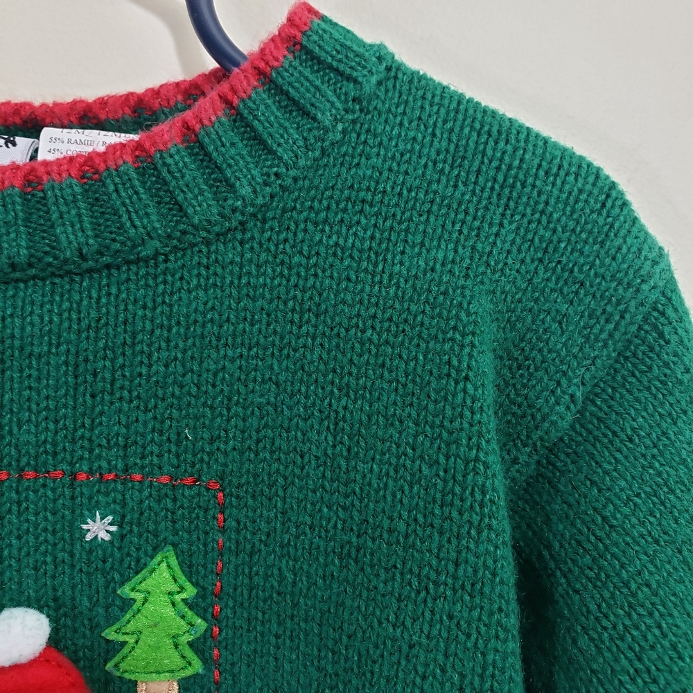 Good lad of Philadelphia vintage dog & pine trees Applique Winter sweater Sz 12M - Picture 3 of 7